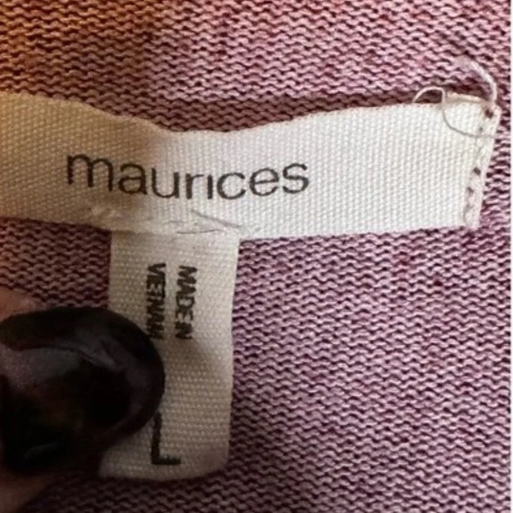 Maurices L Burgundy Pink Striped Soft Girl Knit Preppy Polo Pullover Top - Picture 8 of 10